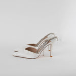 Jimmy Choo Ivory Satin Pumps With Crystal Embellishment Heeled Shoes