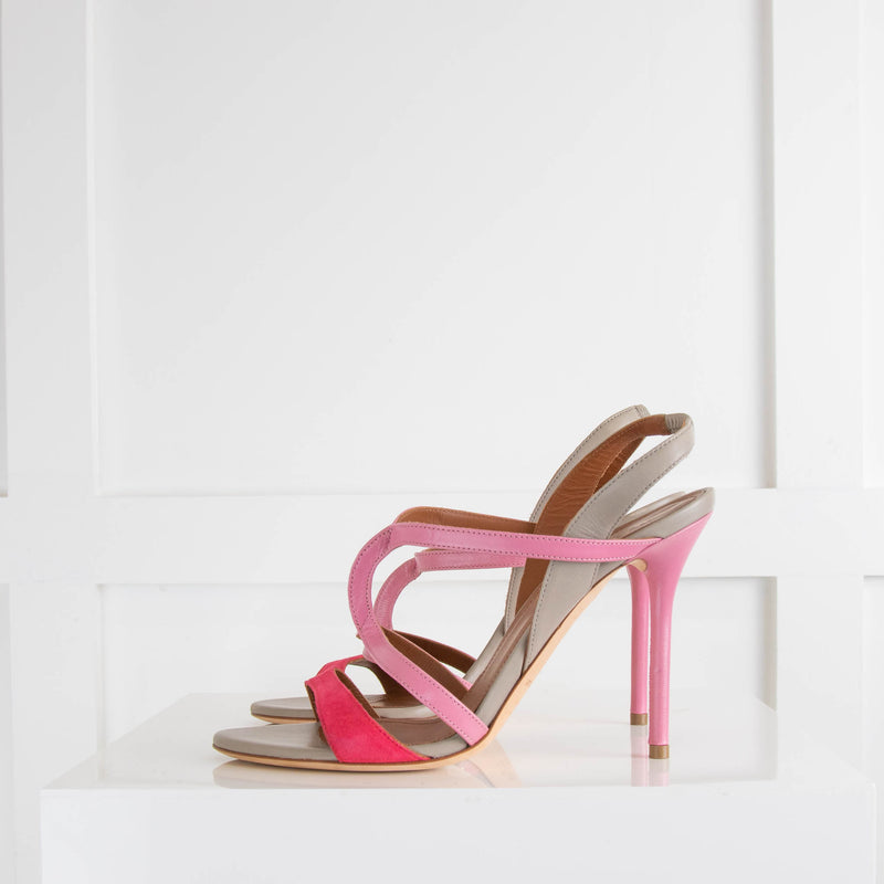 Malone Souliers Pink Grey Strappy Heeled Sandals