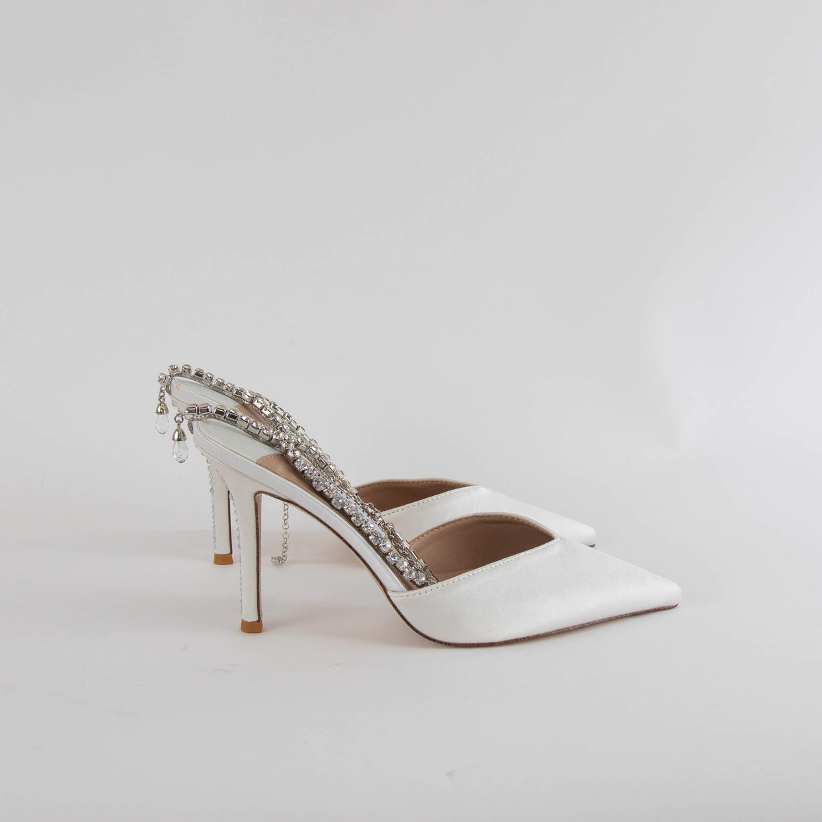 Jimmy Choo Ivory Satin Pumps With Crystal Embellishment Heeled Shoes