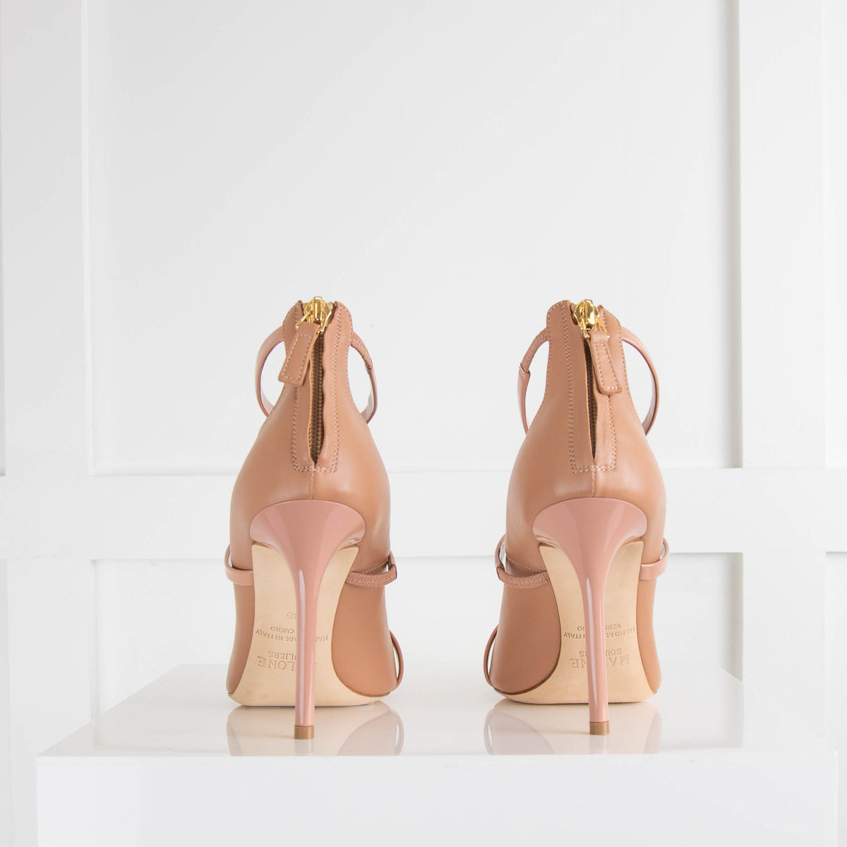 Malone Souliers Tan Back Zip Pointy Heeled Shoes