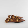 Valentino Garavani Tan Roman Stud Point-Toe Flat Sandals