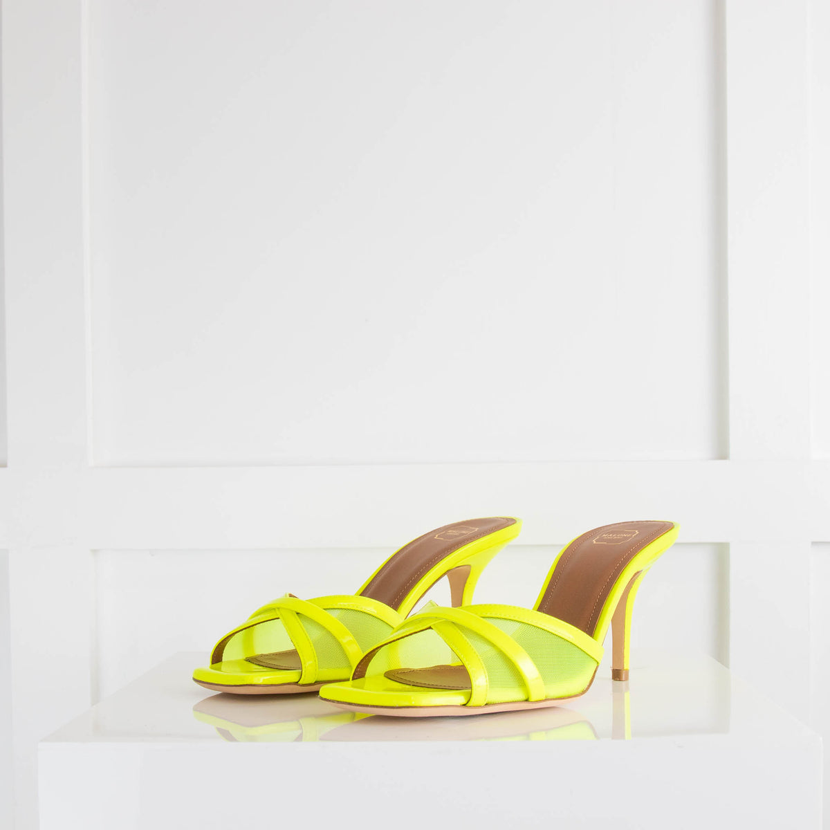 Malone Souliers Neon Lime Square Toe Mules