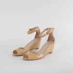 Miu Miu Beige Patent Wedge Sandals