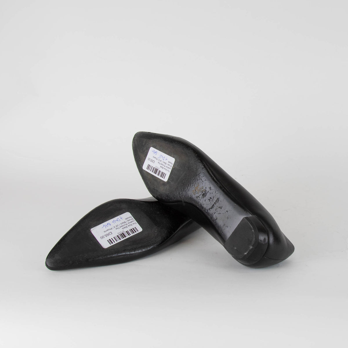 The Row Black Leather Pointed Flat Shoes