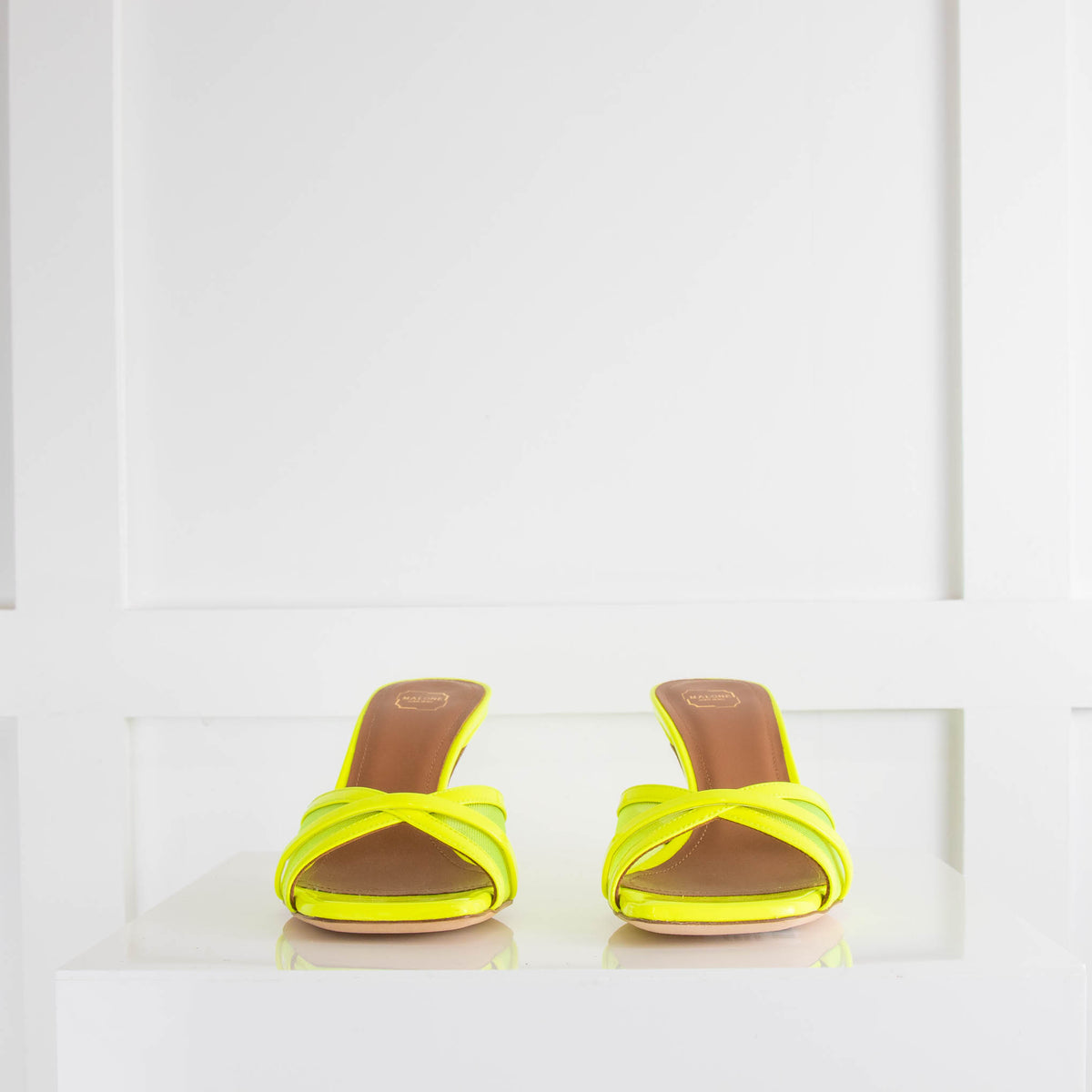 Malone Souliers Neon Lime Square Toe Mules