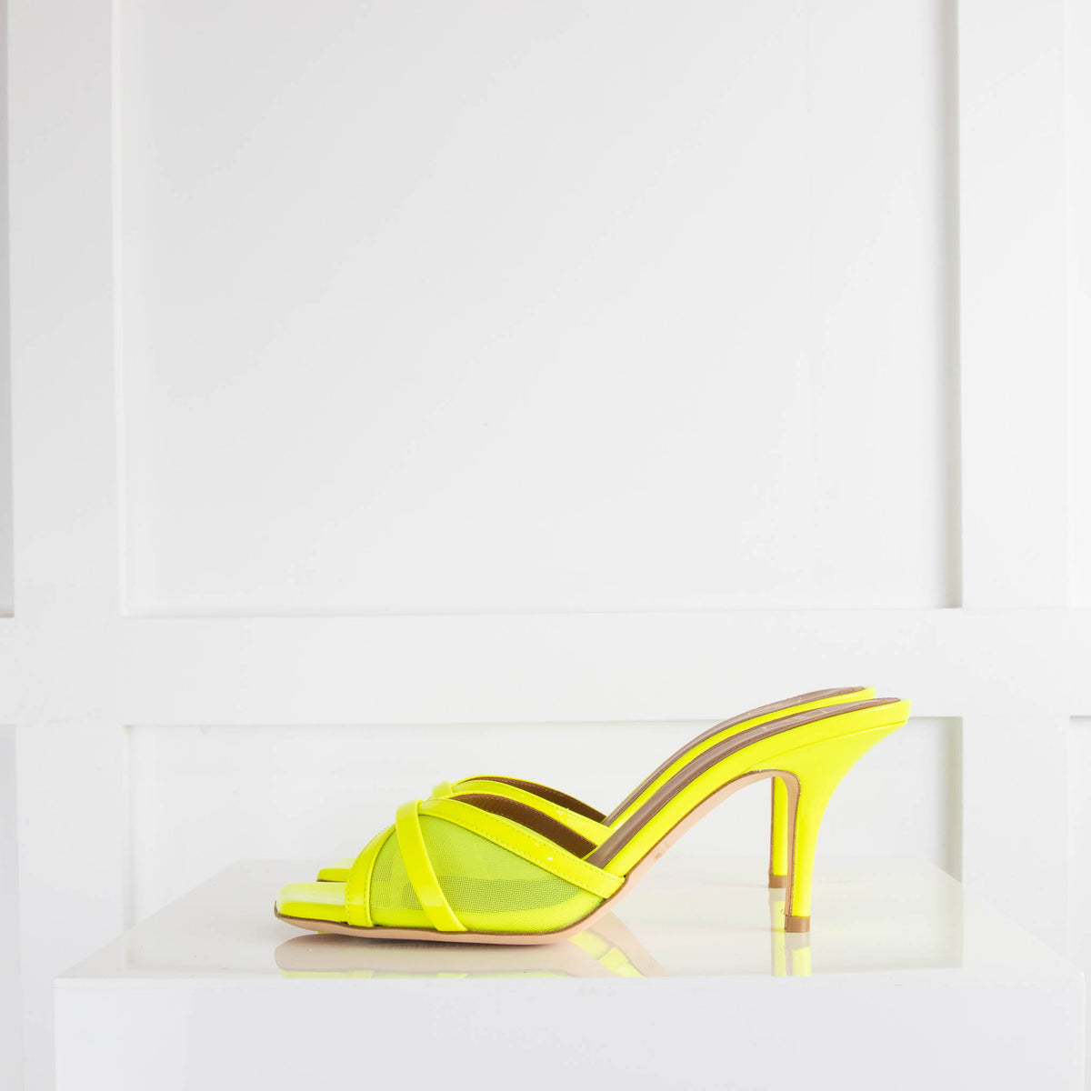 Malone Souliers Neon Lime Square Toe Mules