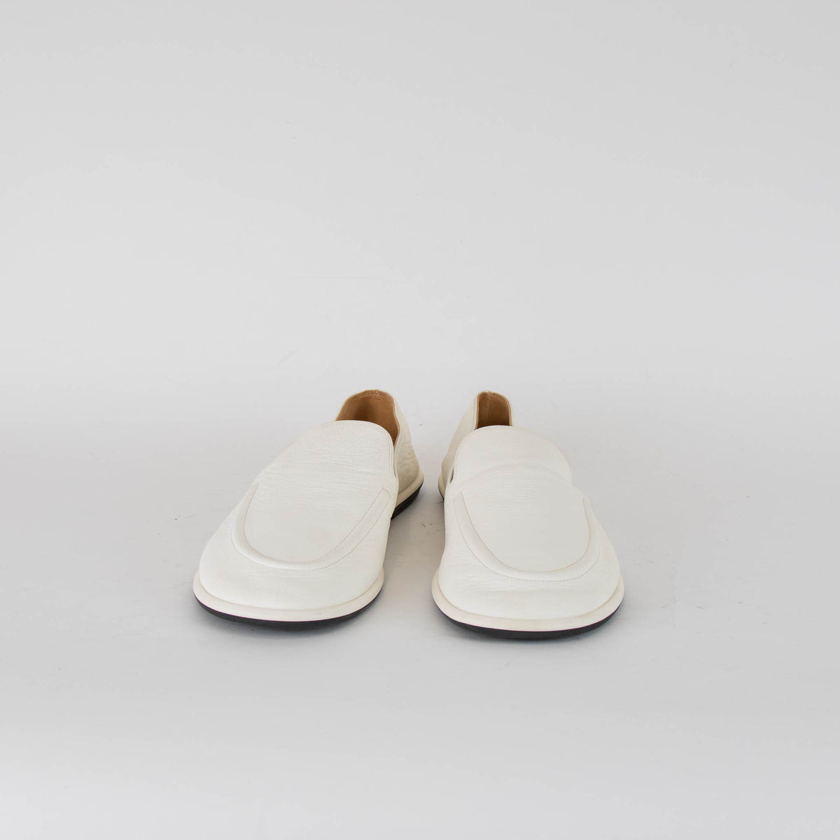 The Row Cream Soft Leather Canal Loafers