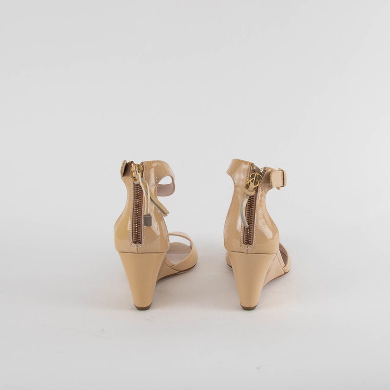 Miu Miu Beige Patent Wedge Sandals