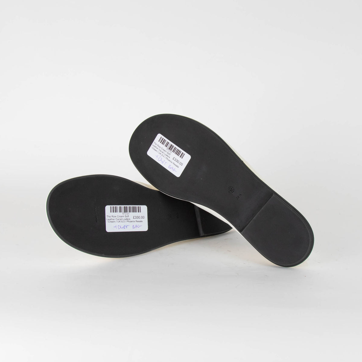 The Row Cream Soft Leather Canal Loafers