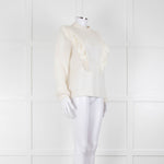 Sezane Cream Frill Lace Front Detail Jumper