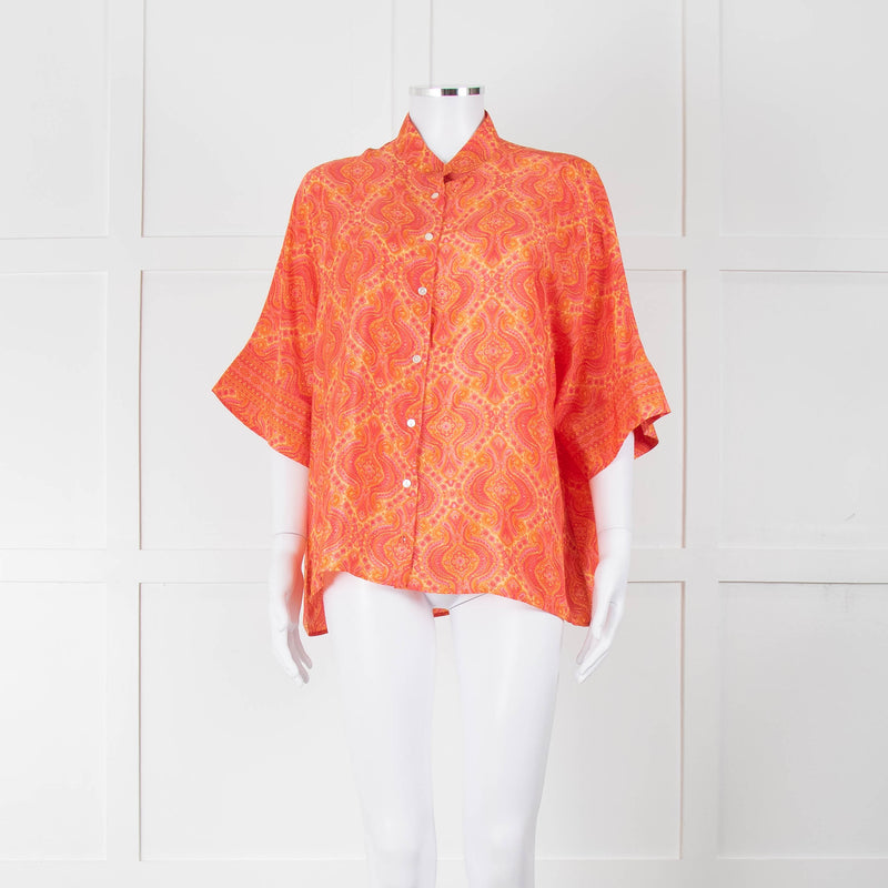 Lauren Vidal Orange Paisley Batwing Blouse