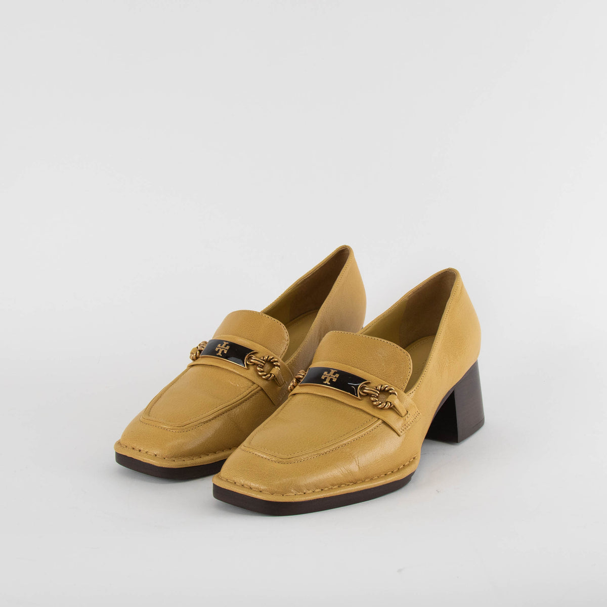 Tory Burch Mustard Yellow Heeled Loafers