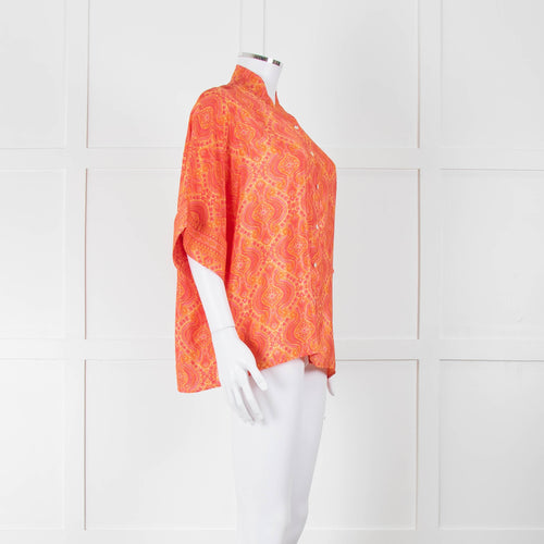 Lauren Vidal Orange Paisley Batwing Blouse
