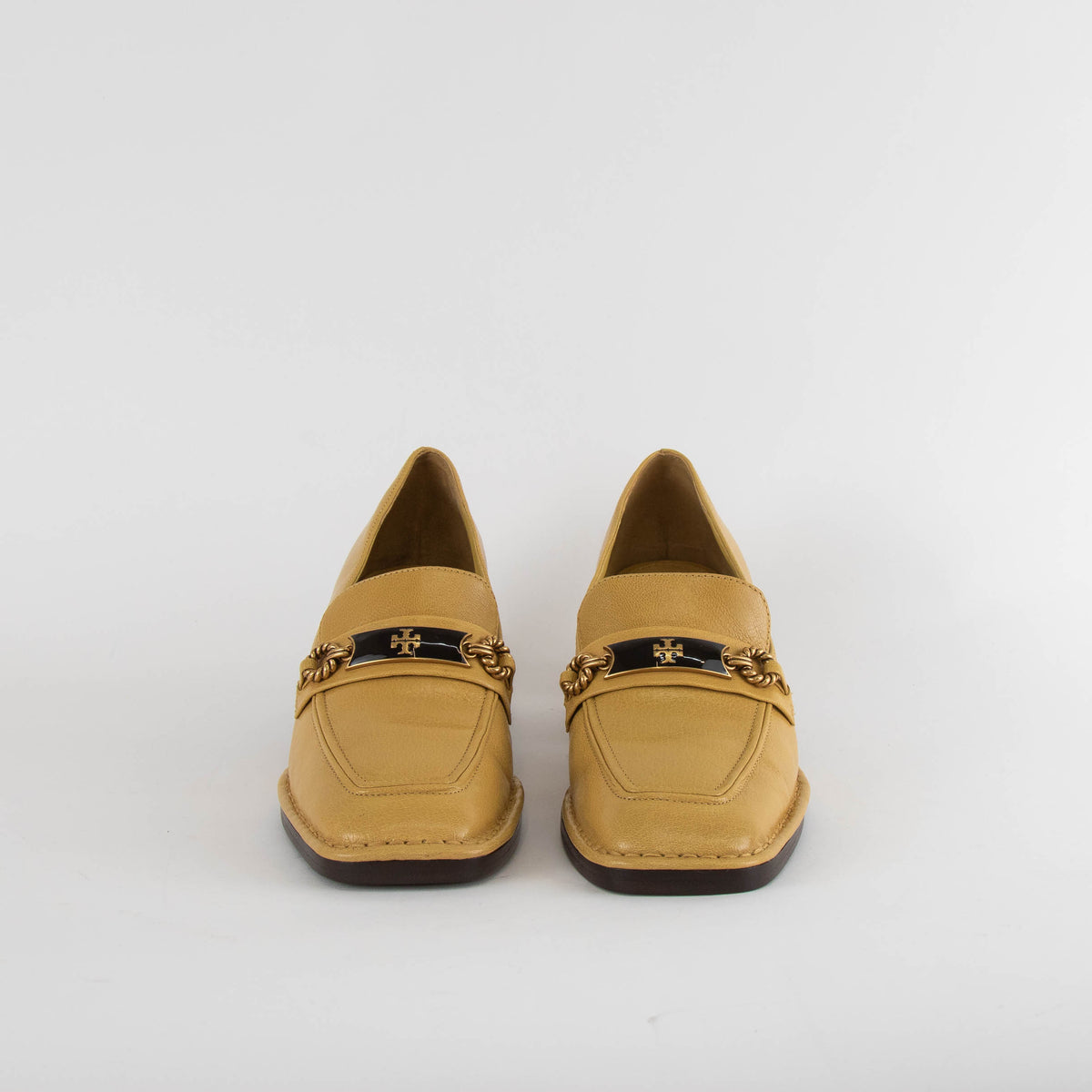 Tory Burch Mustard Yellow Heeled Loafers