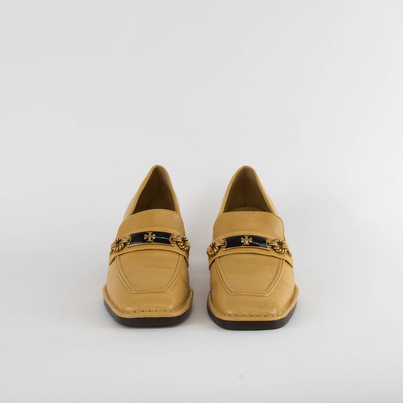 Tory Burch Mustard Yellow Heeled Loafers