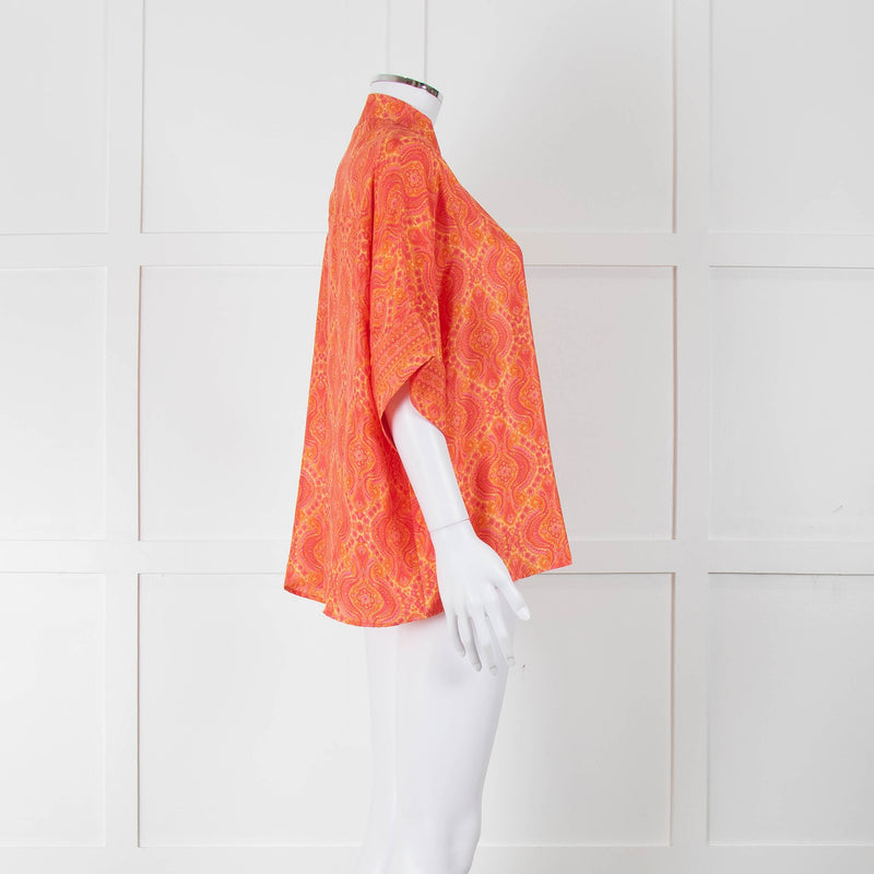 Lauren Vidal Orange Paisley Batwing Blouse