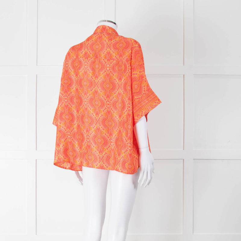 Lauren Vidal Orange Paisley Batwing Blouse