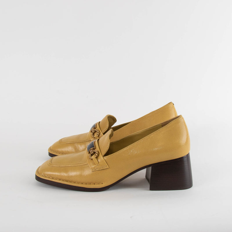 Tory Burch Mustard Yellow Heeled Loafers