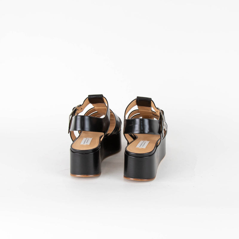 Gabriela Hearst Black Leather Plateau Sandals