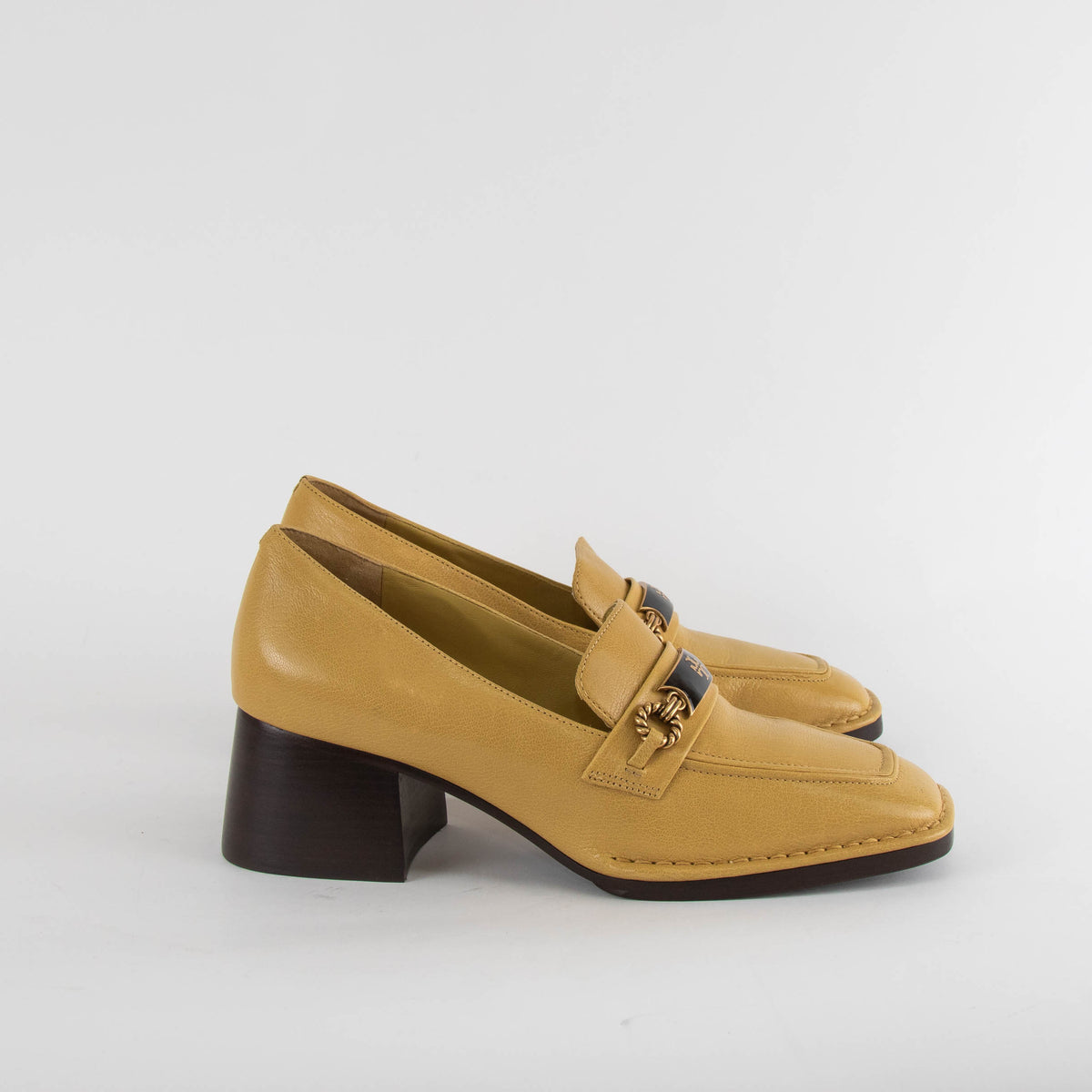 Tory Burch Mustard Yellow Heeled Loafers
