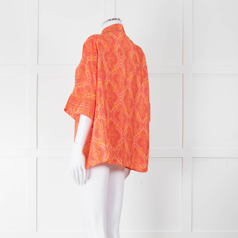 Lauren Vidal Orange Paisley Batwing Blouse