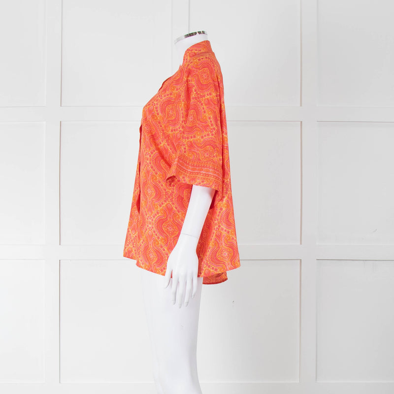 Lauren Vidal Orange Paisley Batwing Blouse