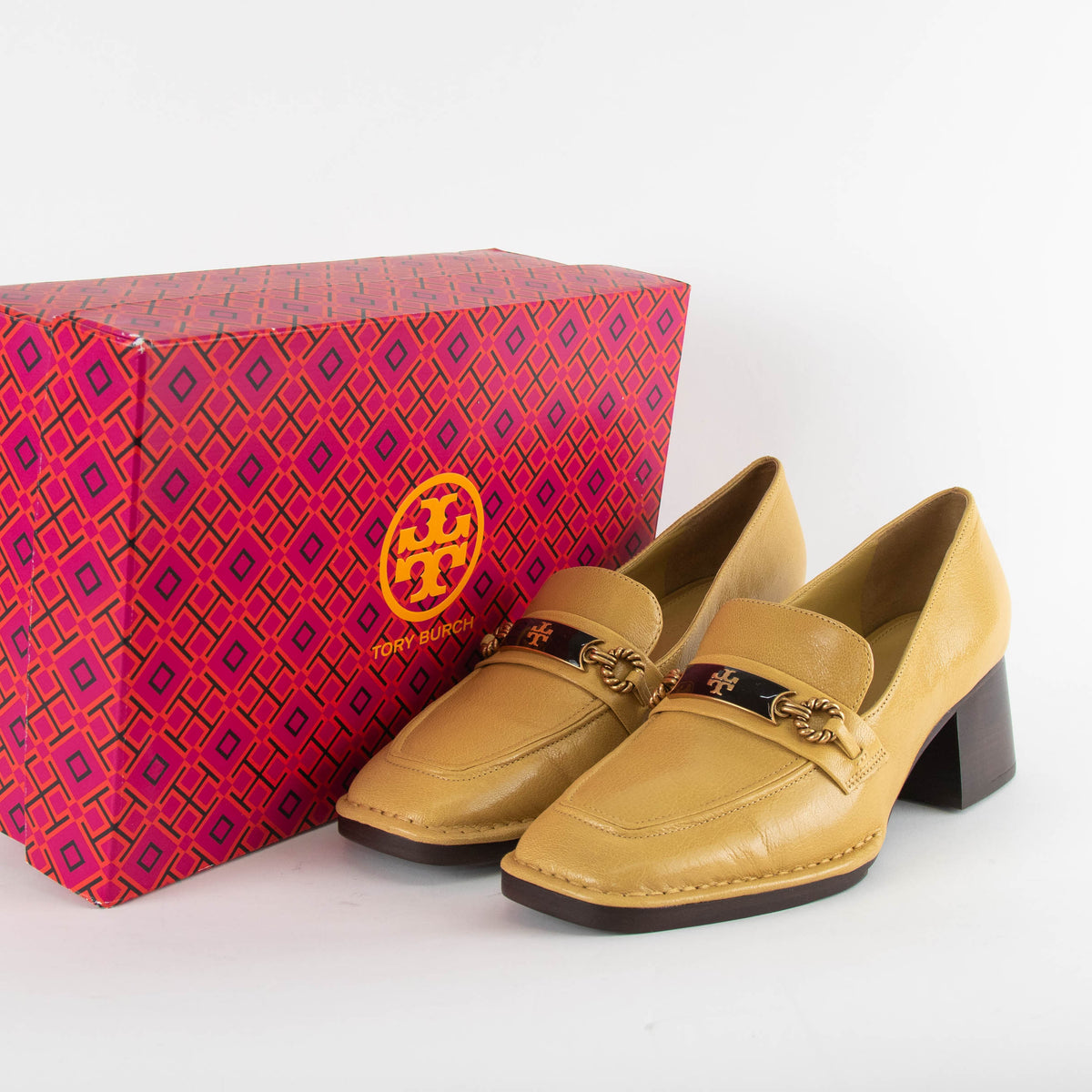 Tory Burch Mustard Yellow Heeled Loafers