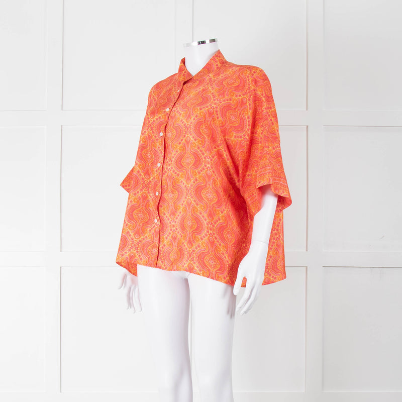 Lauren Vidal Orange Paisley Batwing Blouse