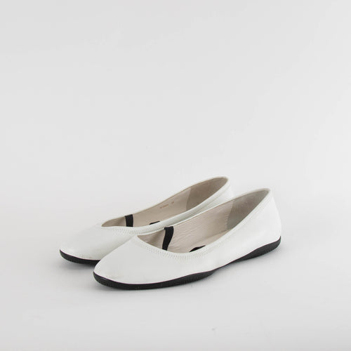 Prada White Leather Black Elastic Pumps