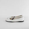 Prada White Leather Black Elastic Pumps
