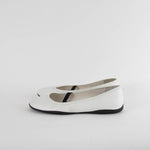 Prada White Leather Black Elastic Pumps