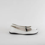 Prada White Leather Black Elastic Pumps