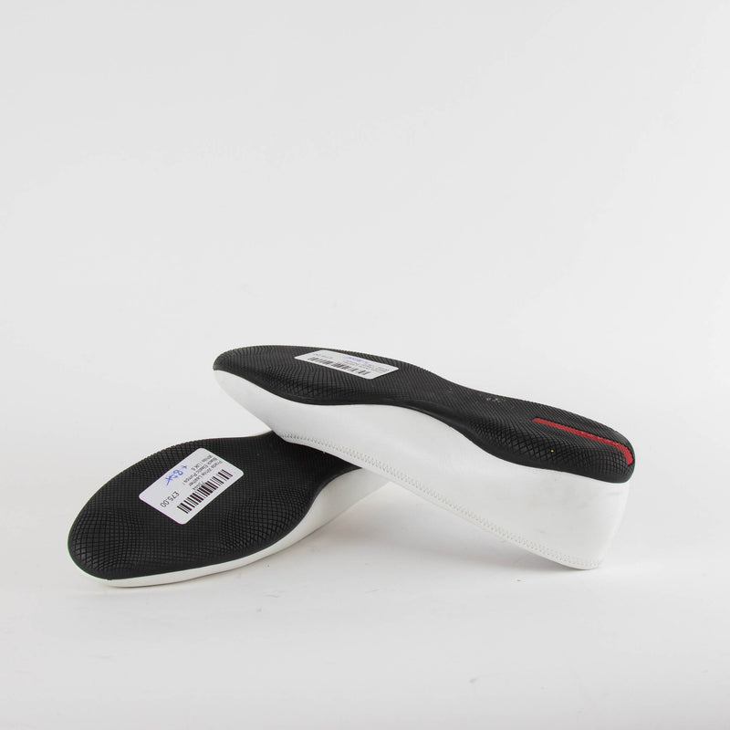 Prada White Leather Black Elastic Pumps