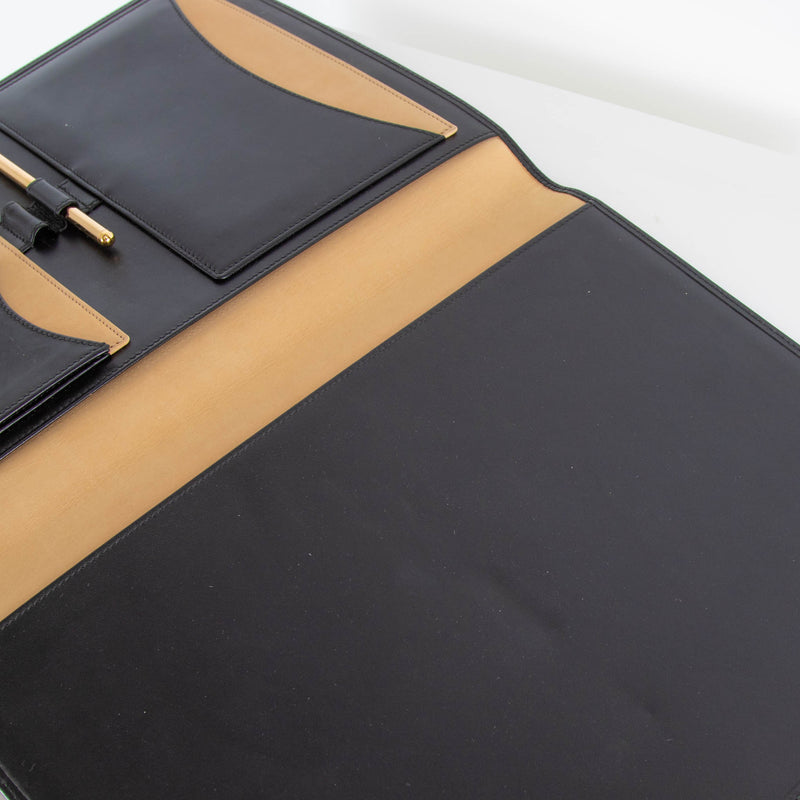 Smythson Black Leather Portfolio With Pencil