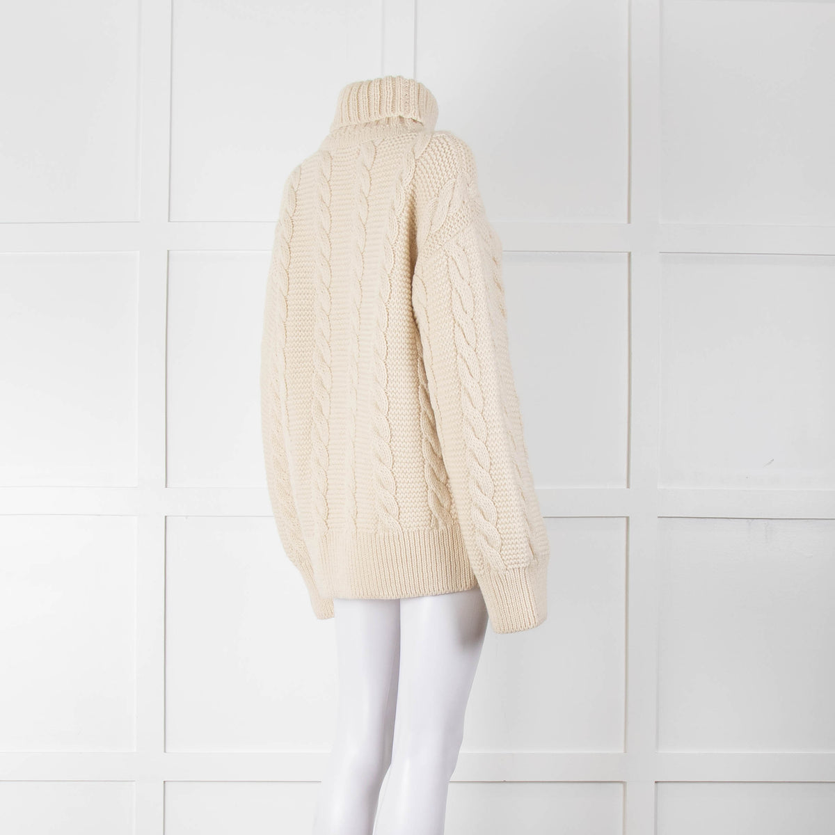 &Daughter Cable Knit Ecru High Neck Jumper