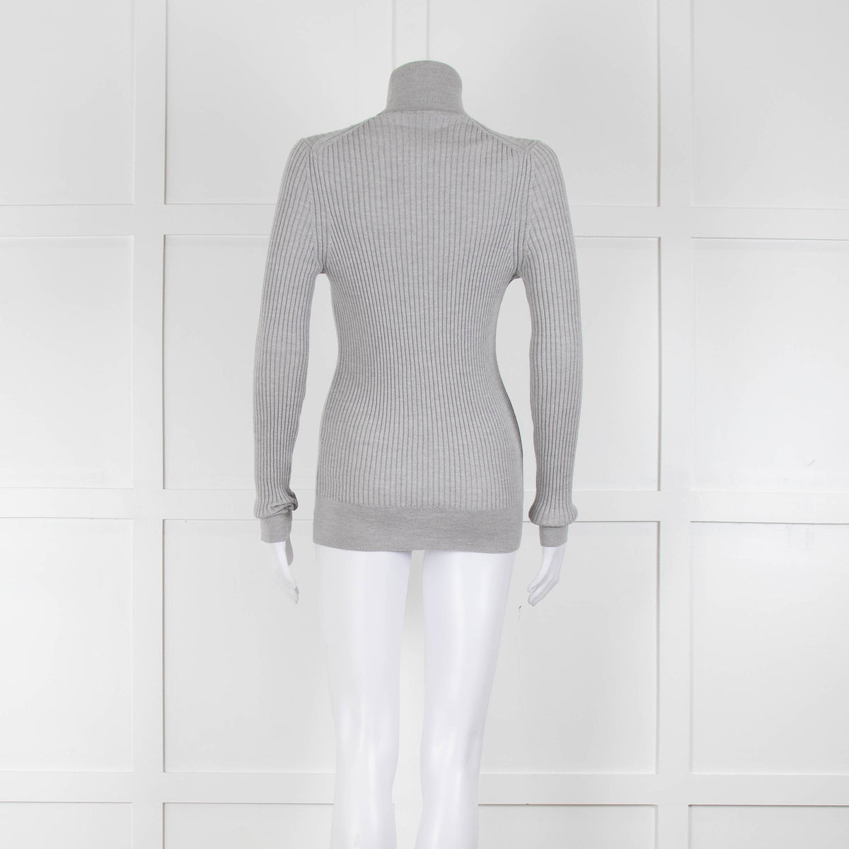 Moncler Light Grey Ribbed Wool Rollneck