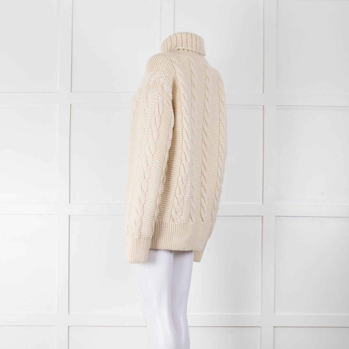 &Daughter Cable Knit Ecru High Neck Jumper