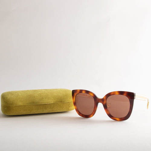 Gucci Tortoiseshell Sunglasses With Gold & Perspex Arms
