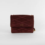 Lanvin Burgundy Brown Suede Crossbody Bag