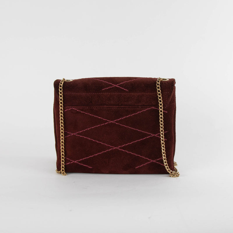 Lanvin Burgundy Brown Suede Crossbody Bag