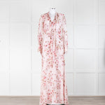 Giambattista Valli Pale Pink Floral Maxi Dress with Tie Neck
