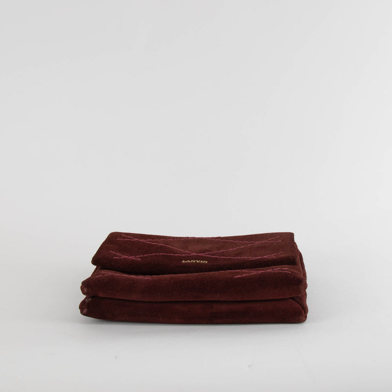 Lanvin Burgundy Brown Suede Crossbody Bag