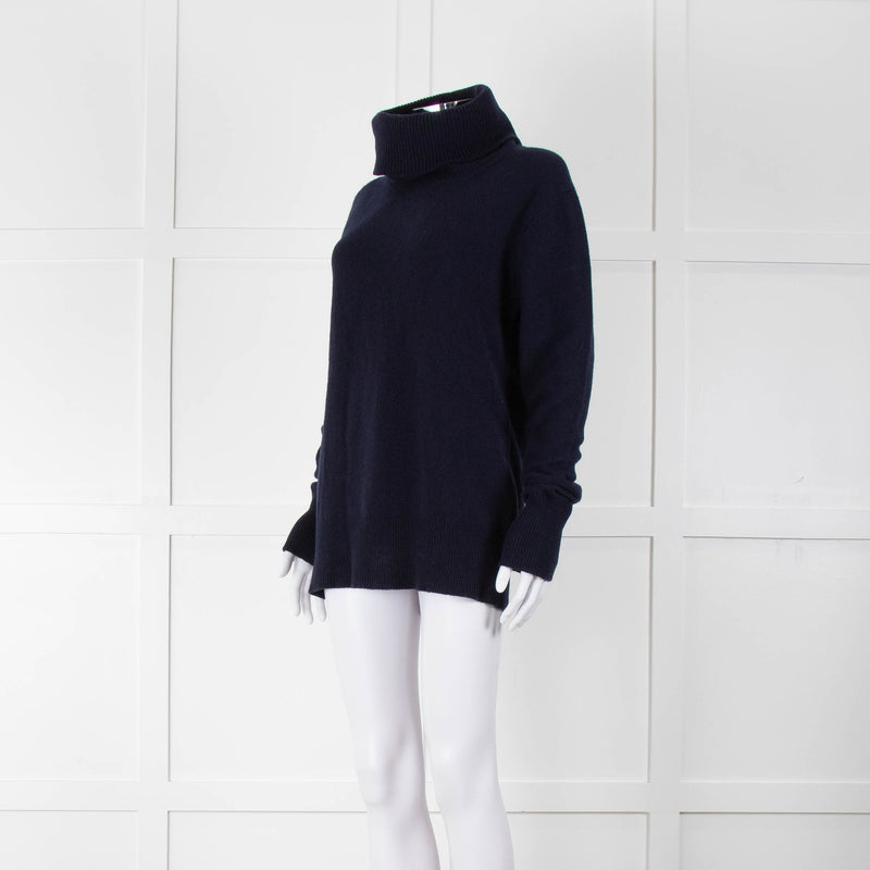 &Daughter Navy Slouch Roll Neck Jumper