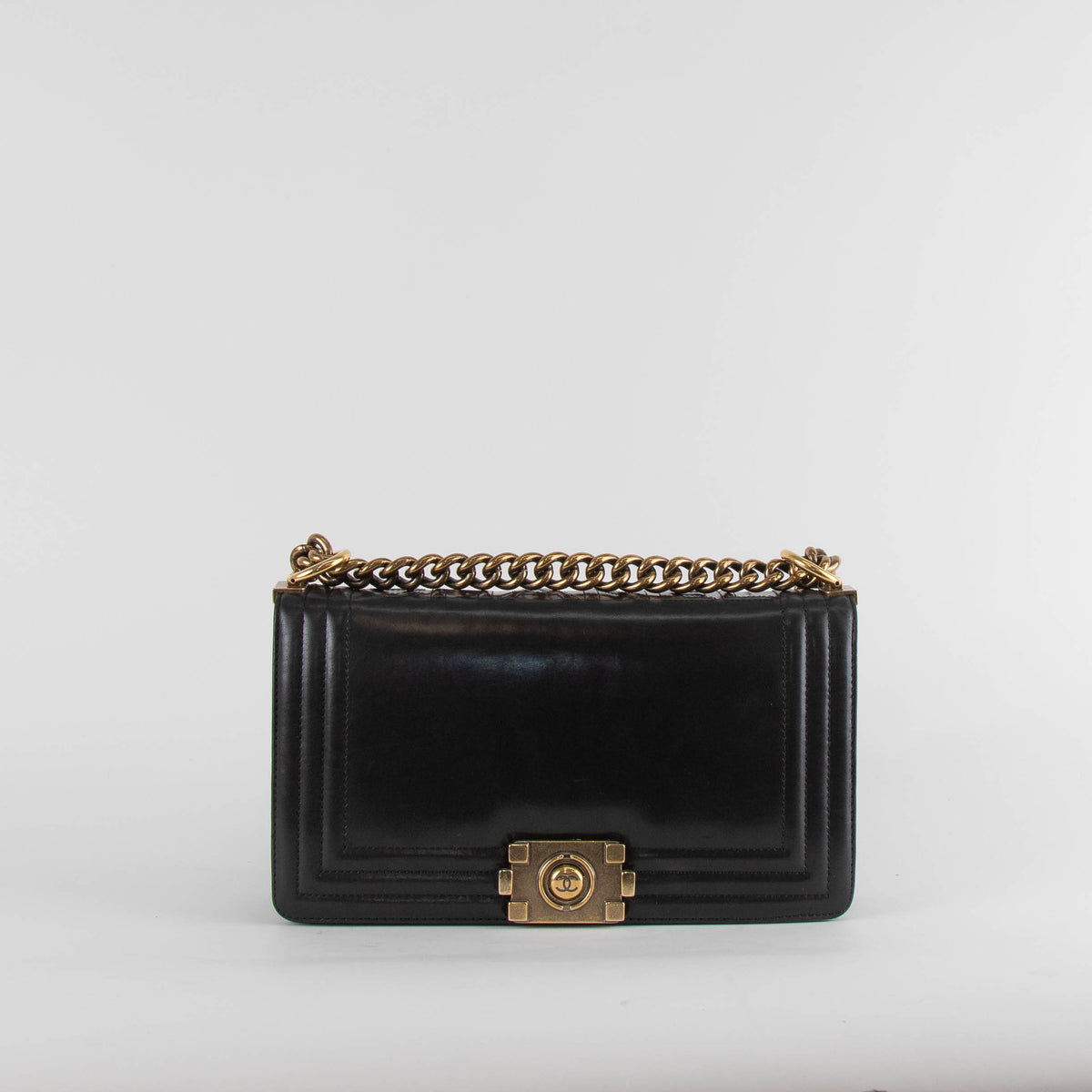 Chanel Black Leather Reverso Boy Bag