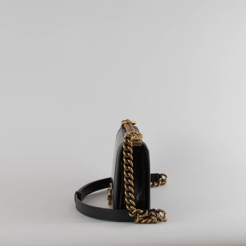 Chanel Black Leather Reverso Boy Bag