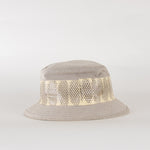 Hermes Beige Canvas Snake Leather Trim Hat