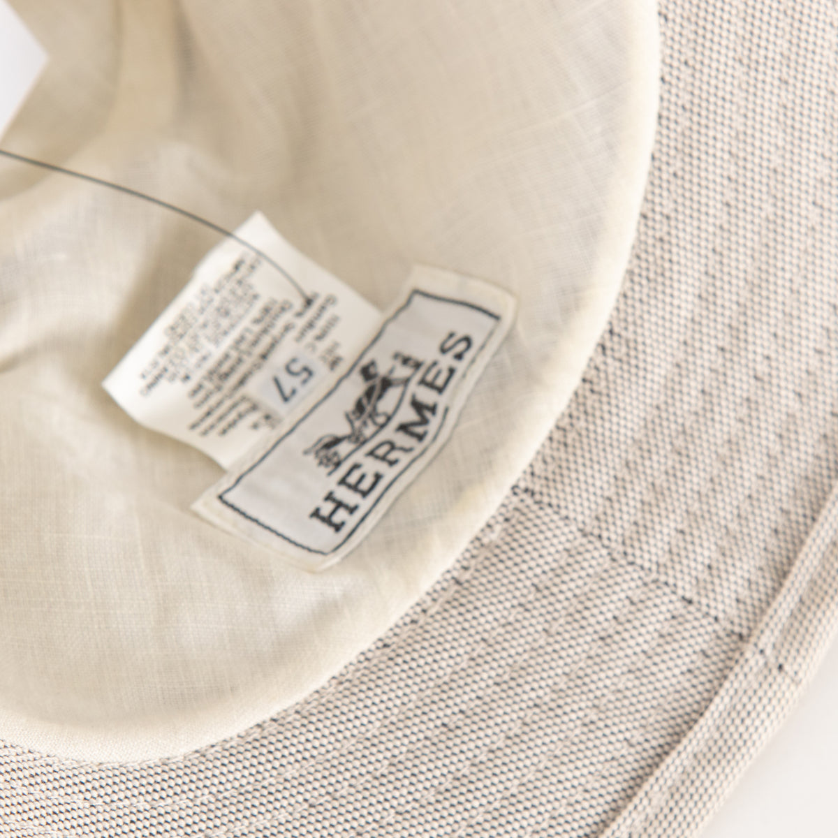 Hermes Beige Canvas Snake Leather Trim Hat