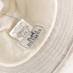 Hermes Beige Canvas Snake Leather Trim Hat