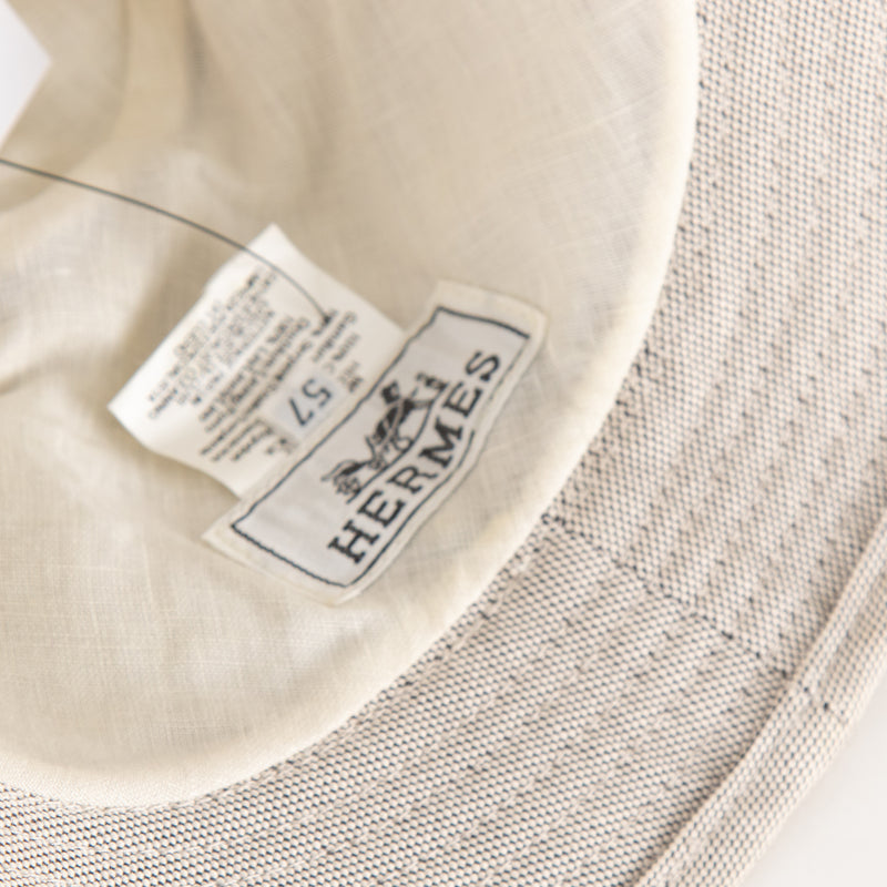 Hermes Beige Canvas Snake Leather Trim Hat