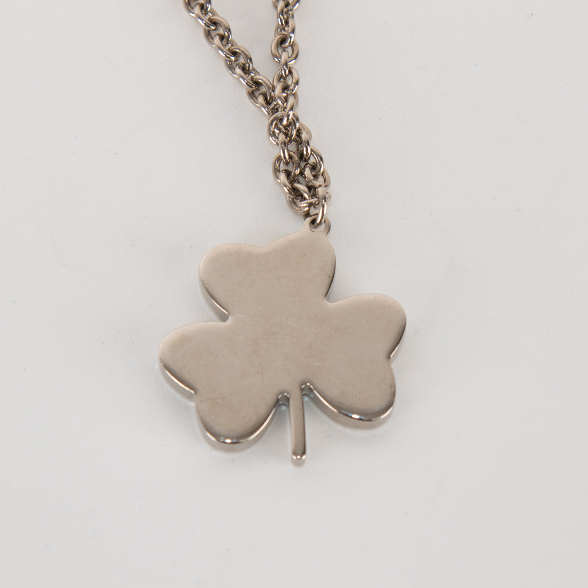 Salvatore Ferragamo Silver Black Clover Necklace